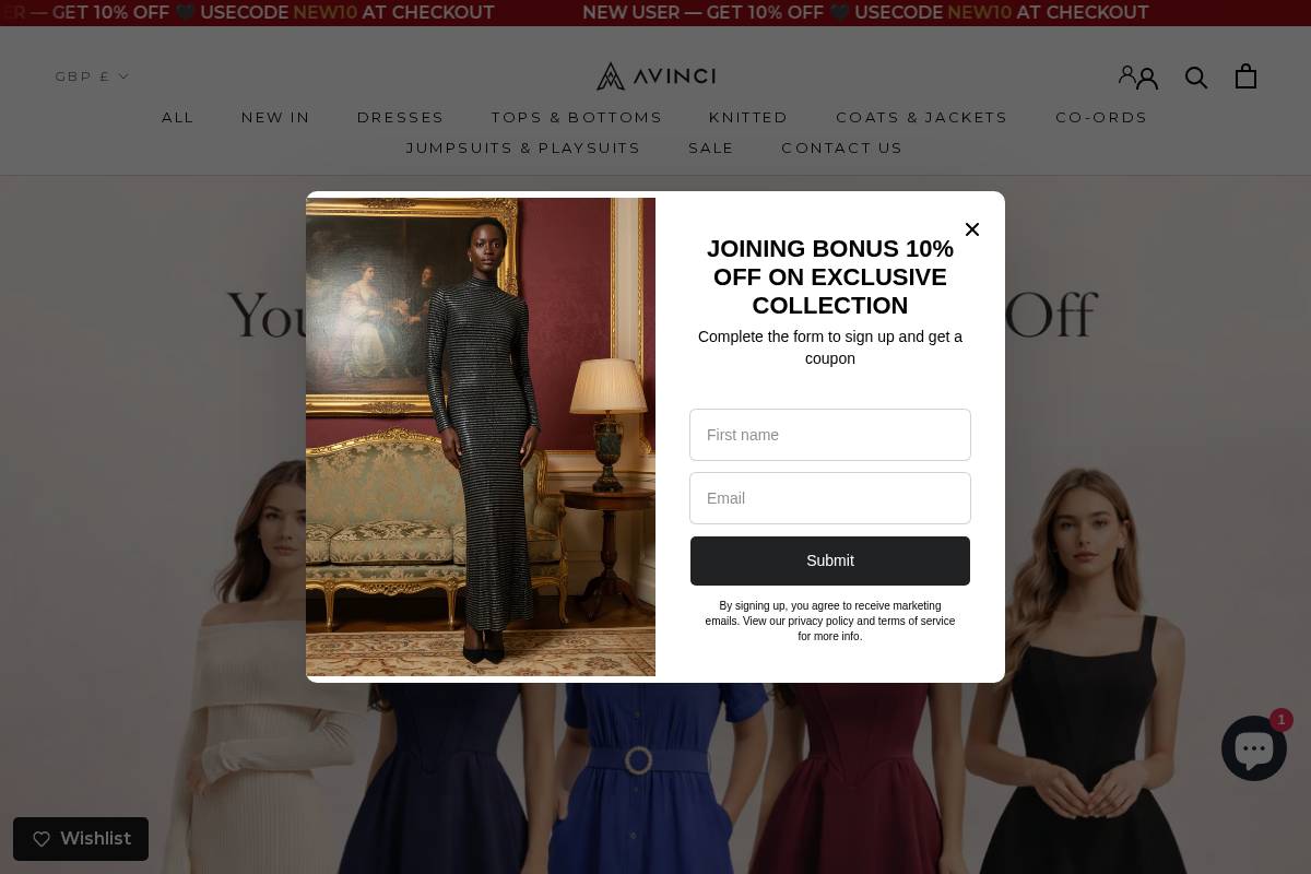 Avinci homepage screenshot