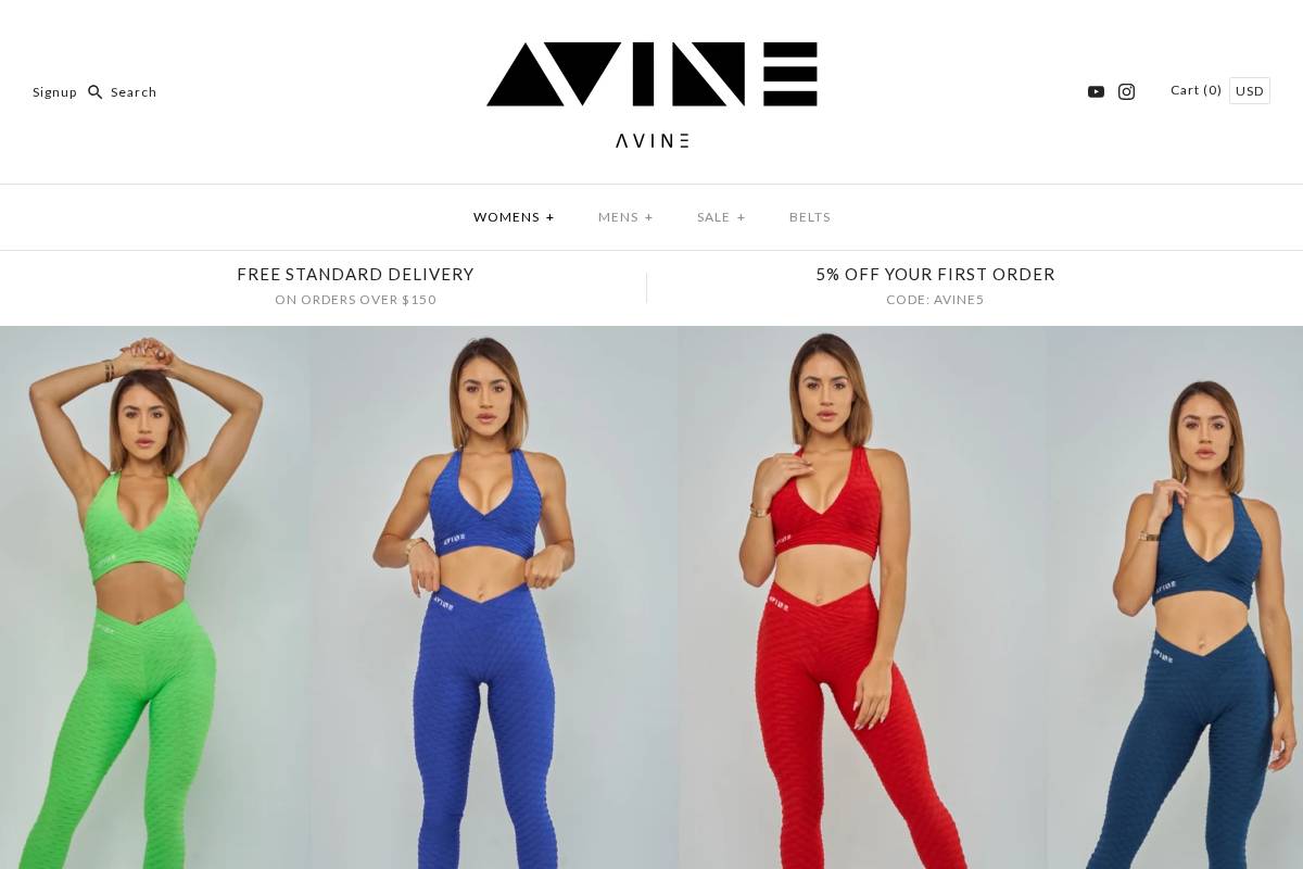 Avineapparel homepage screenshot