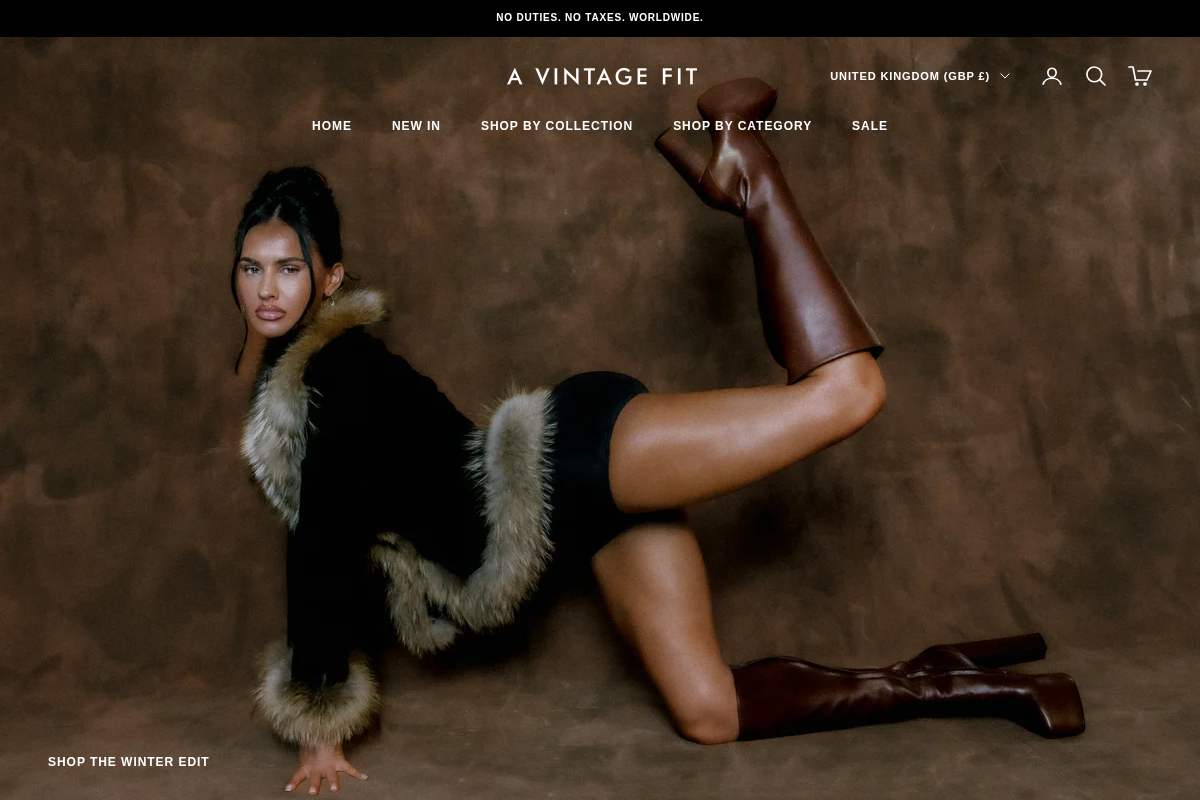 A Vintage Fit homepage screenshot