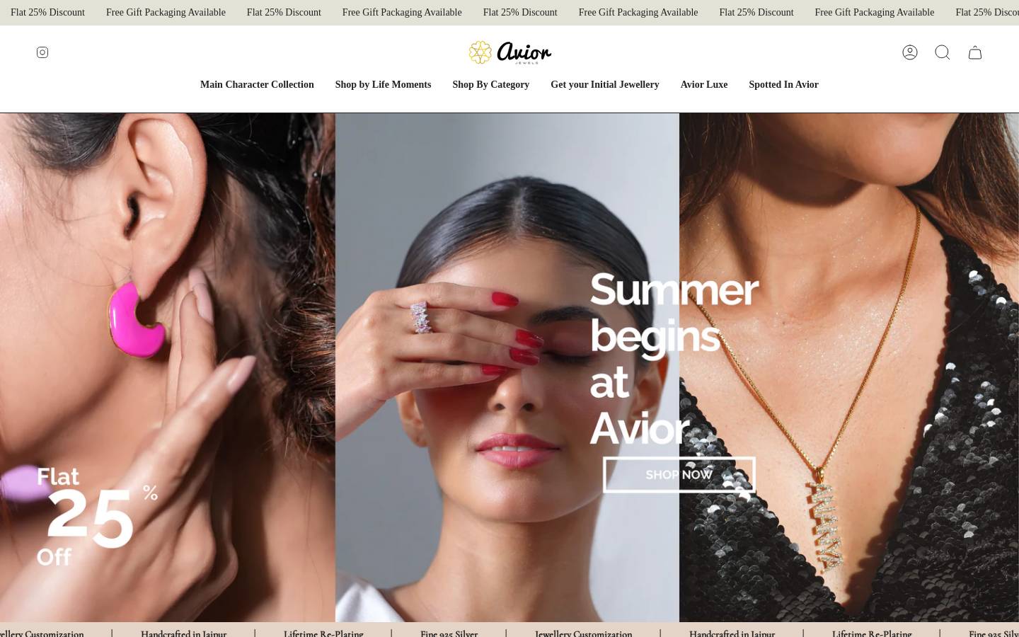 aviorjewels.com homepage screenshot