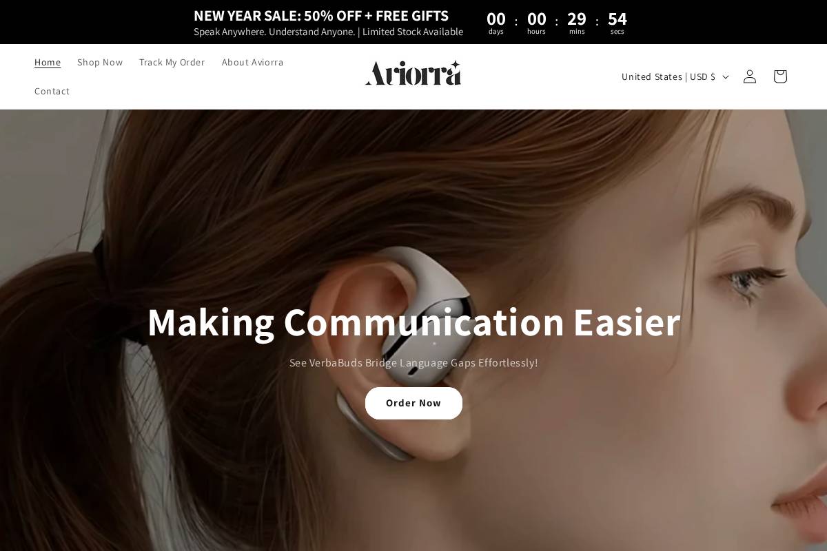 Aviorra homepage screenshot