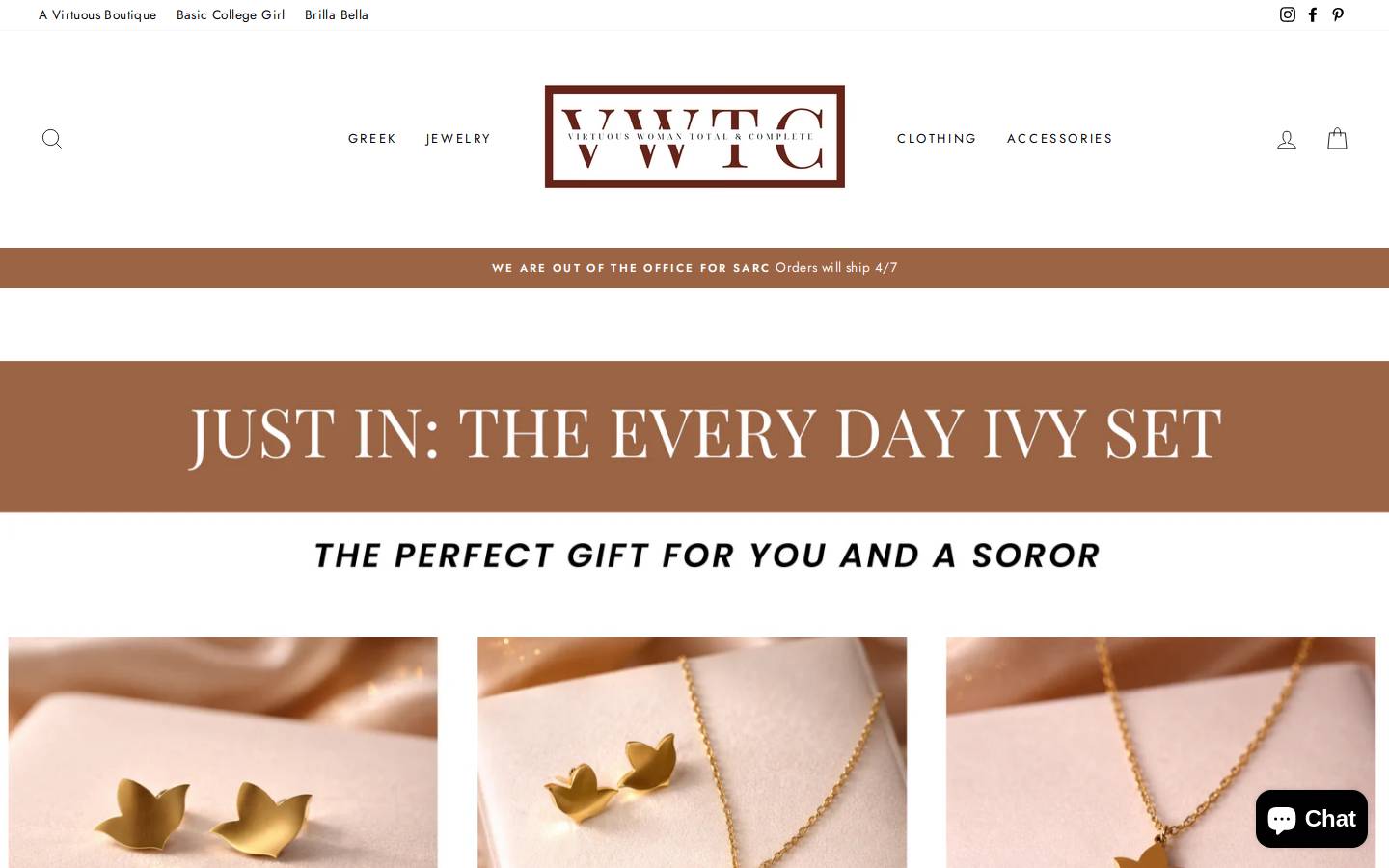avirtuousboutique.com homepage screenshot