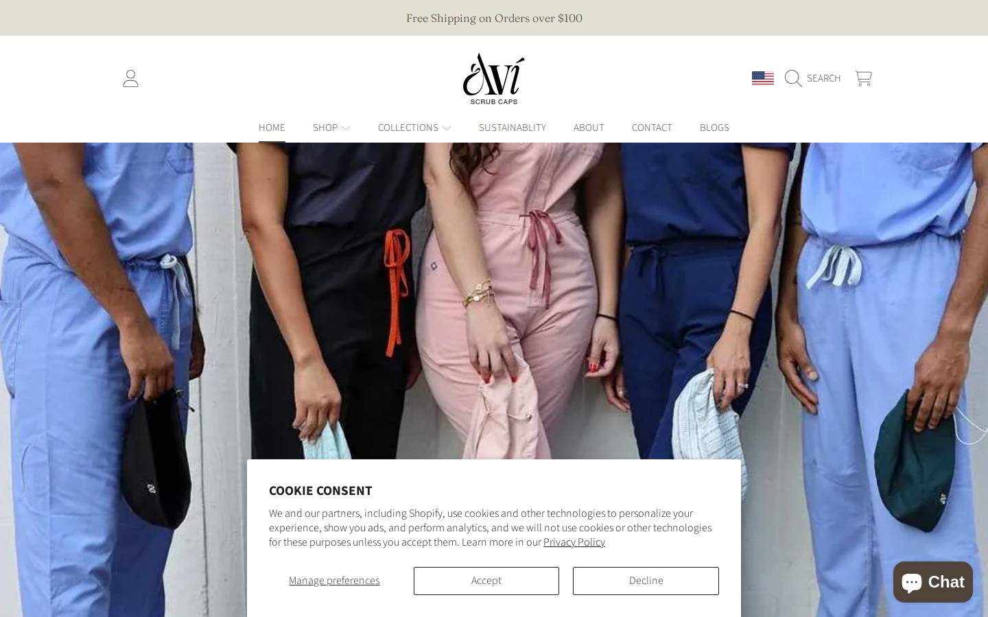 Avi Scrub Caps homepage screenshot