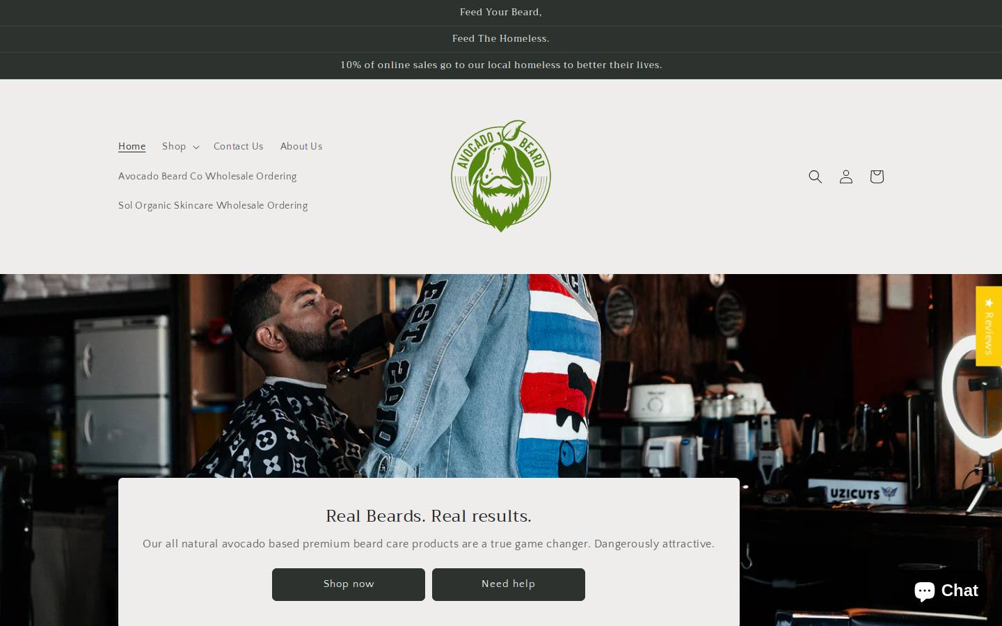 avocadobeardco.com homepage screenshot
