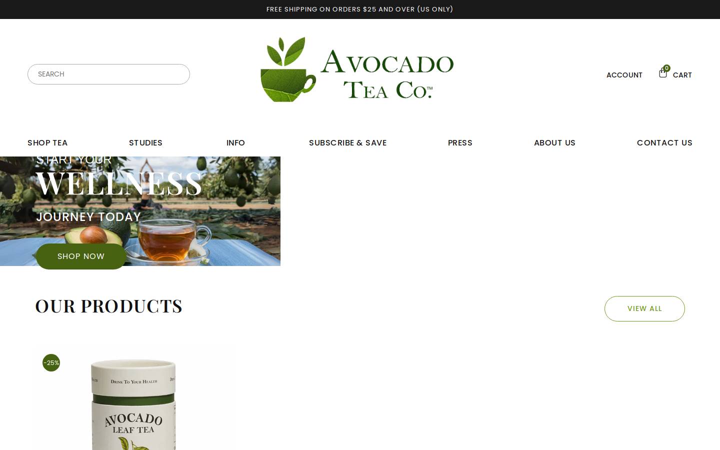 avocadoleaftea.com homepage screenshot