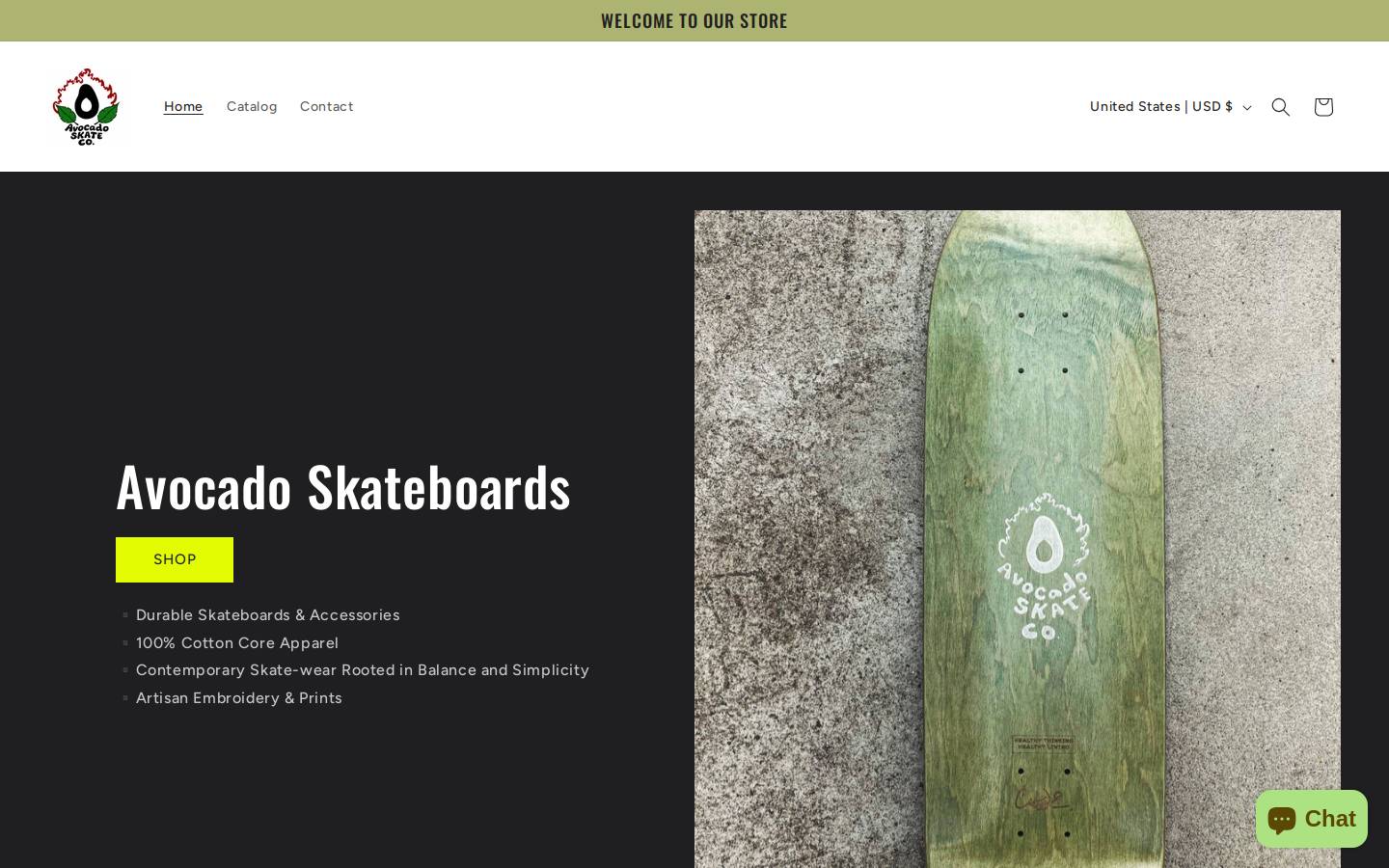 avocadoskateco.com homepage screenshot