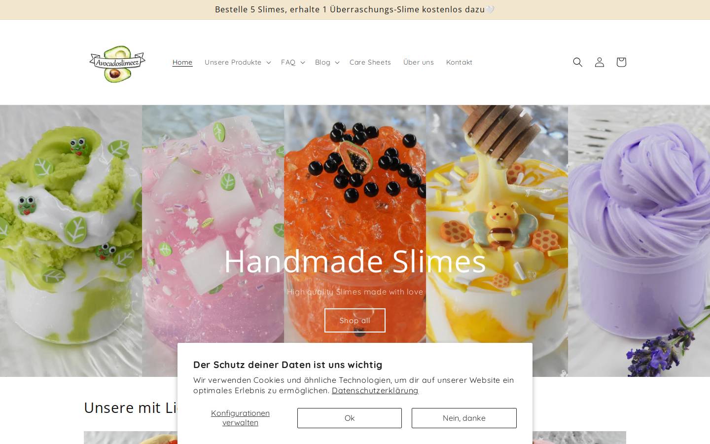 Avocadoslimeez homepage screenshot