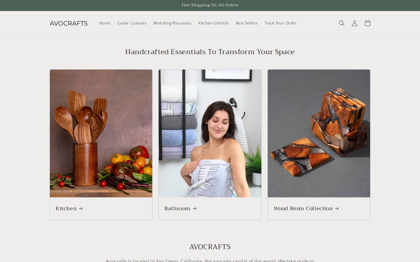 avocrafts.com homepage screenshot