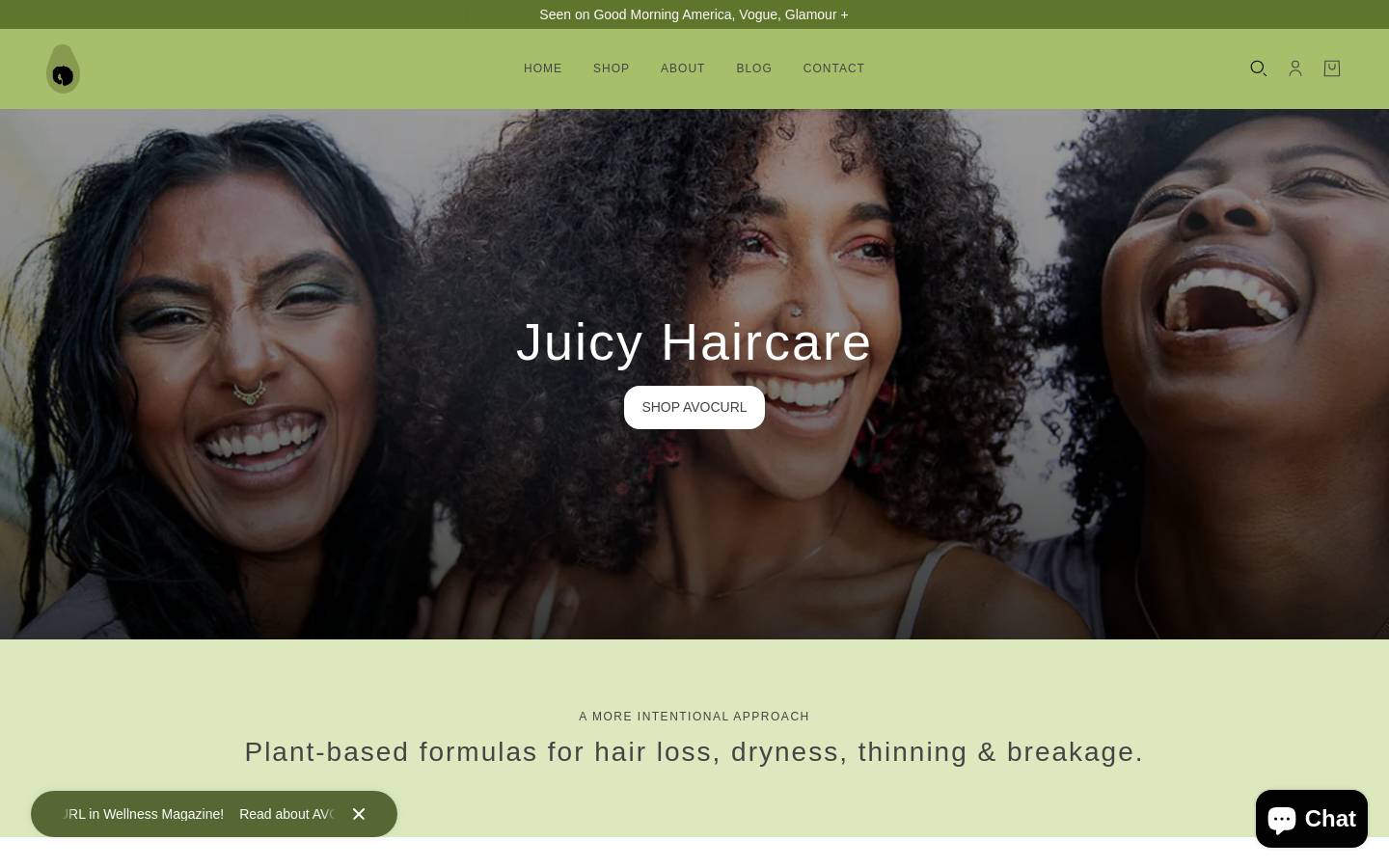 avocurl.com homepage screenshot