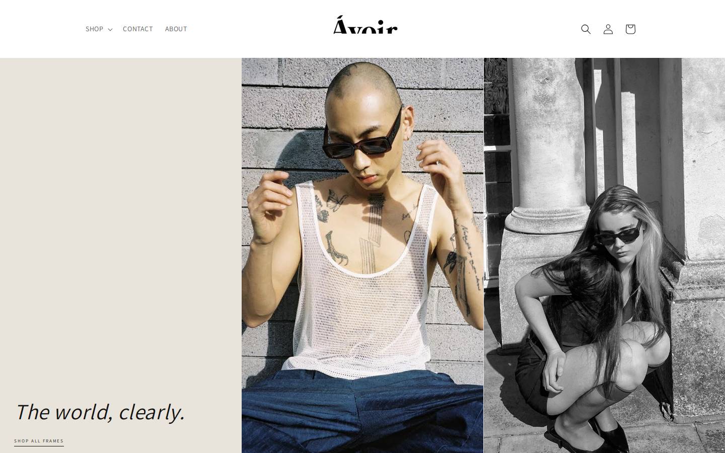 avoireyewear.com homepage screenshot