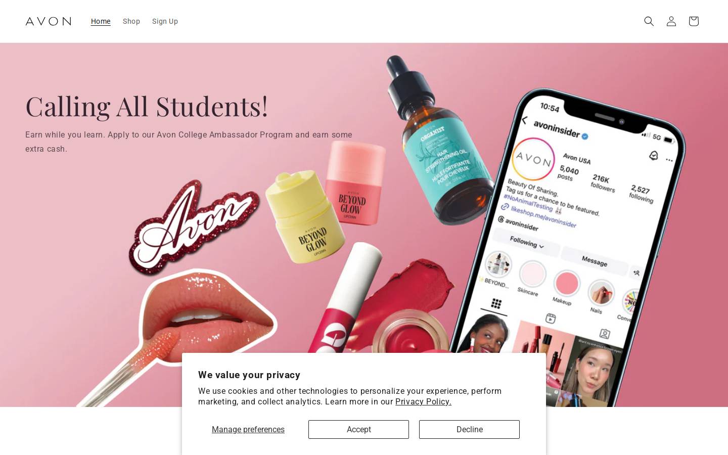 avonusaecom.com homepage screenshot