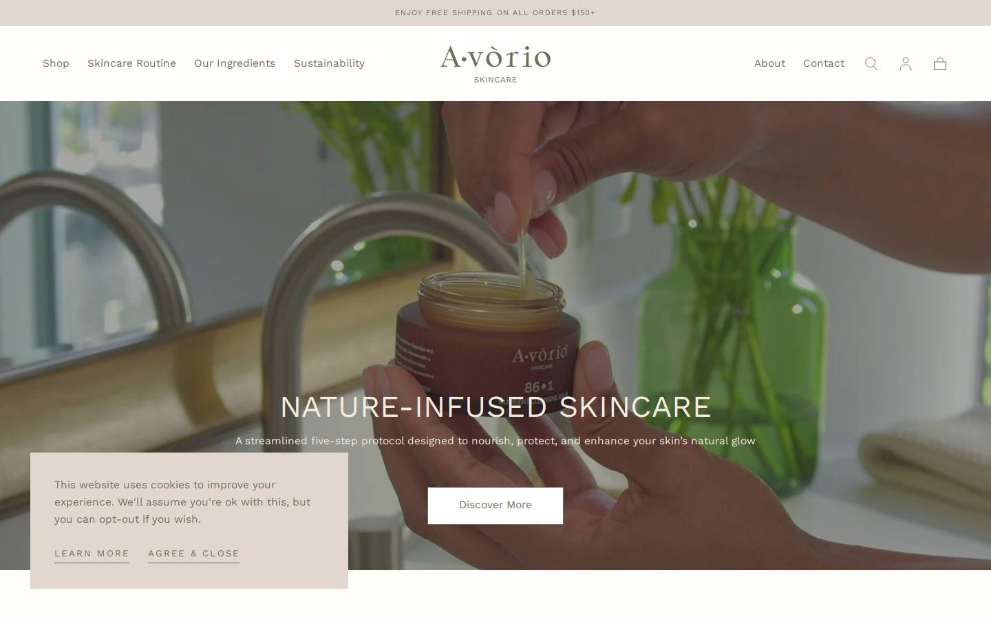 avorioskincare.com homepage screenshot