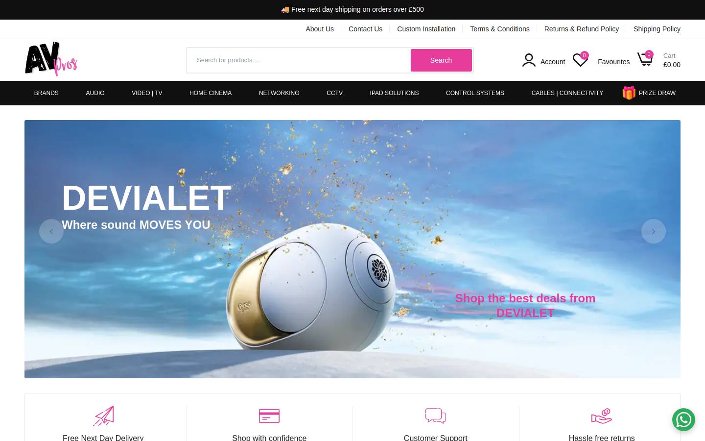 AV Pros homepage screenshot
