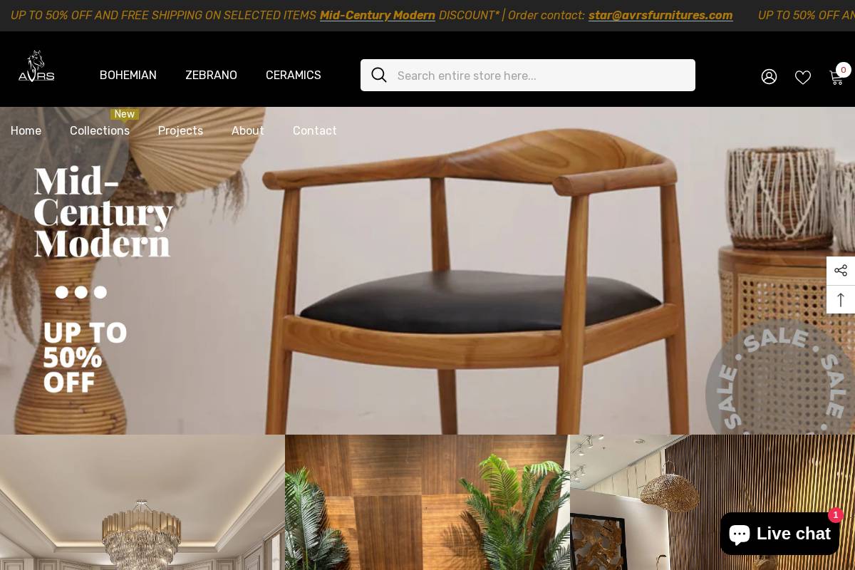 avrsfurnitures.com homepage screenshot