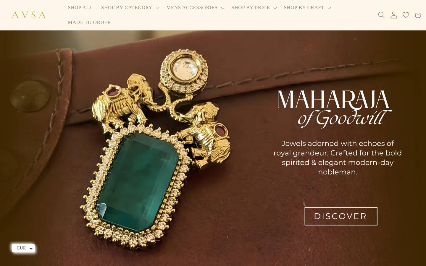 avsajewels.com homepage screenshot
