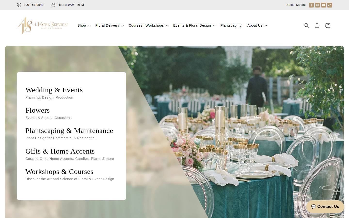 avsflowers.com homepage screenshot