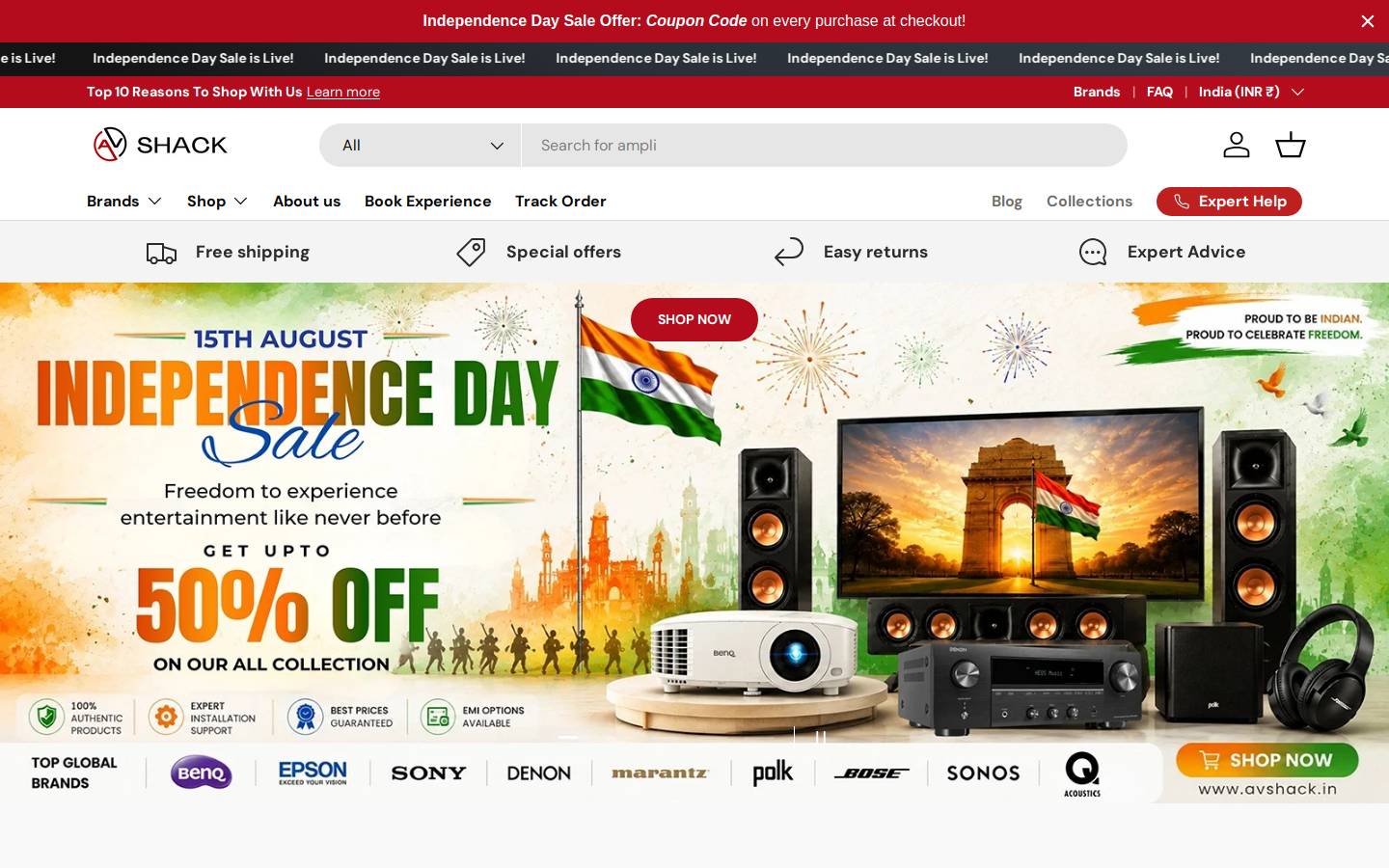 Avshack homepage screenshot