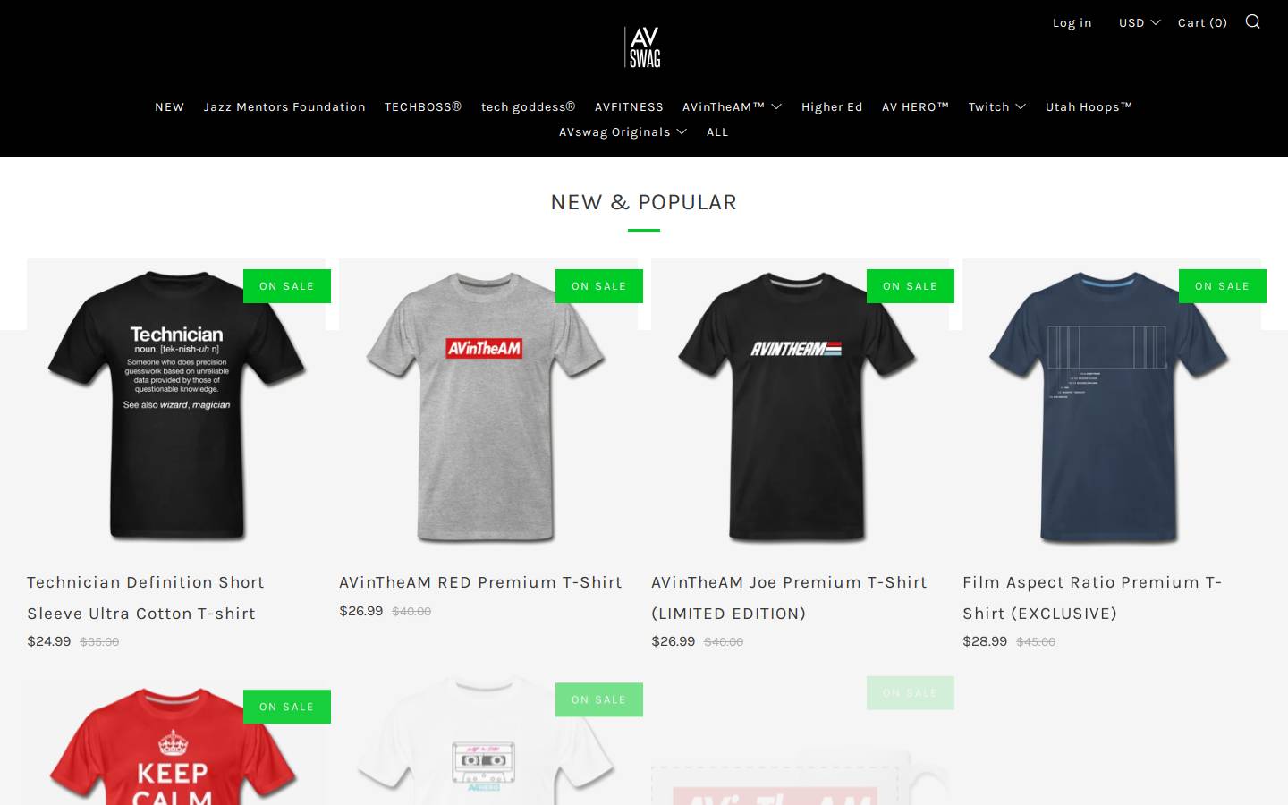 avswag.com homepage screenshot