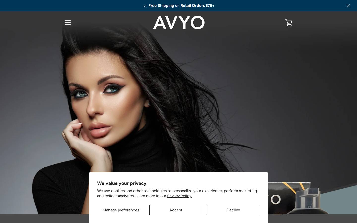 Avyobeauty homepage screenshot