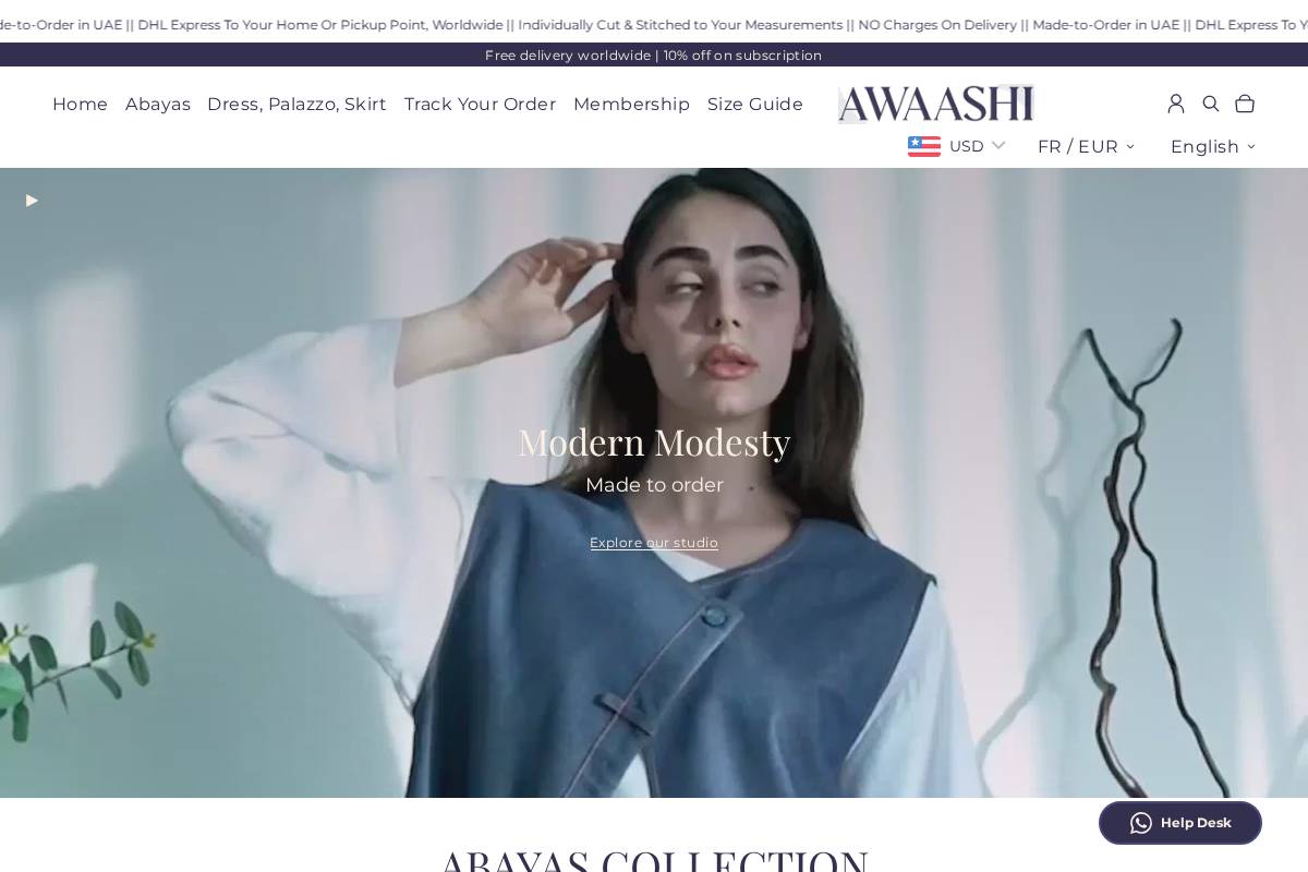 awaashi.com homepage screenshot