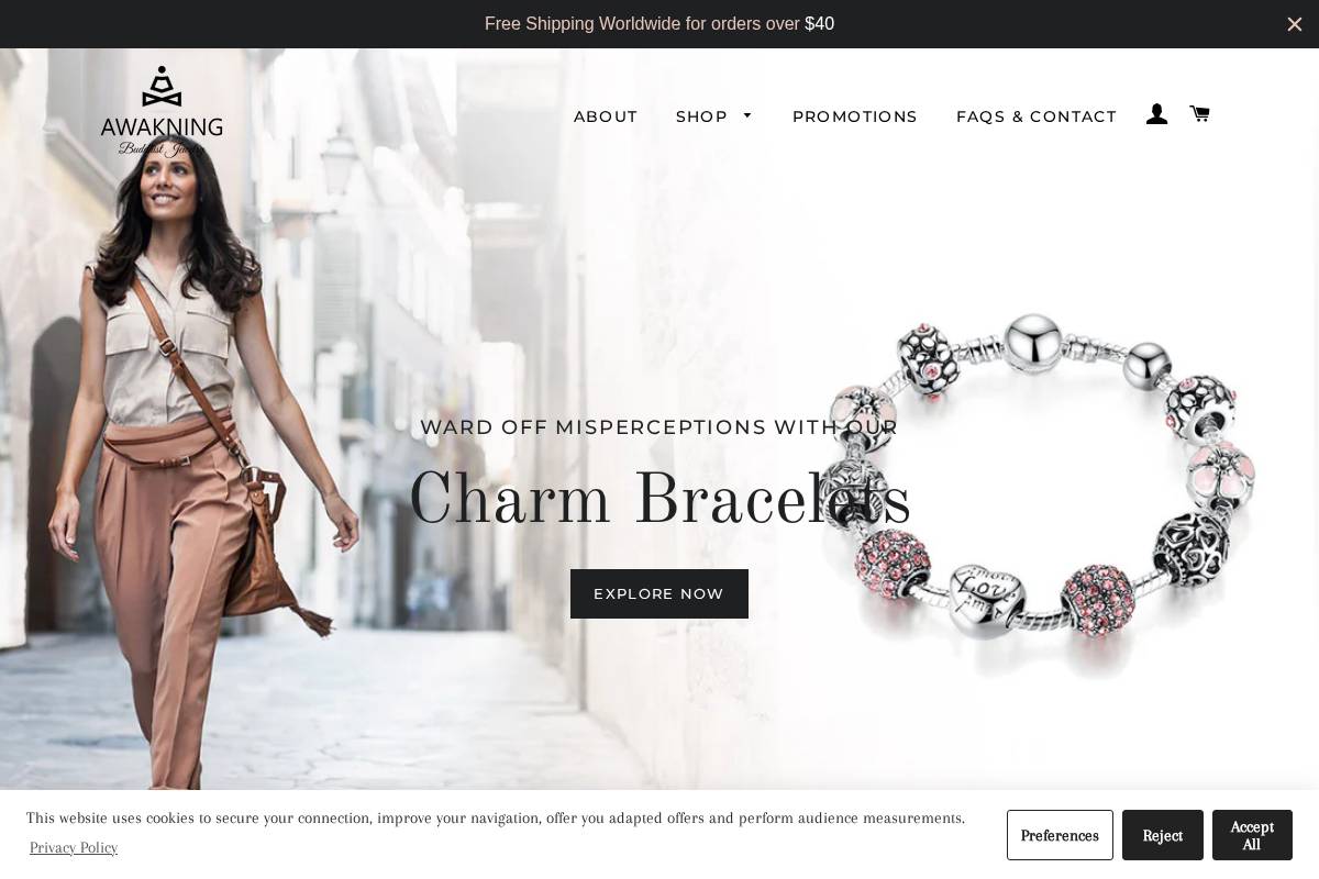 awakningjewelry.com homepage screenshot