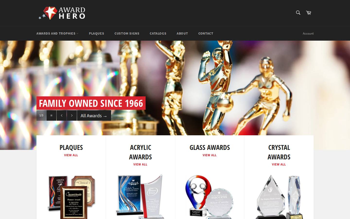 awardhero.com homepage screenshot