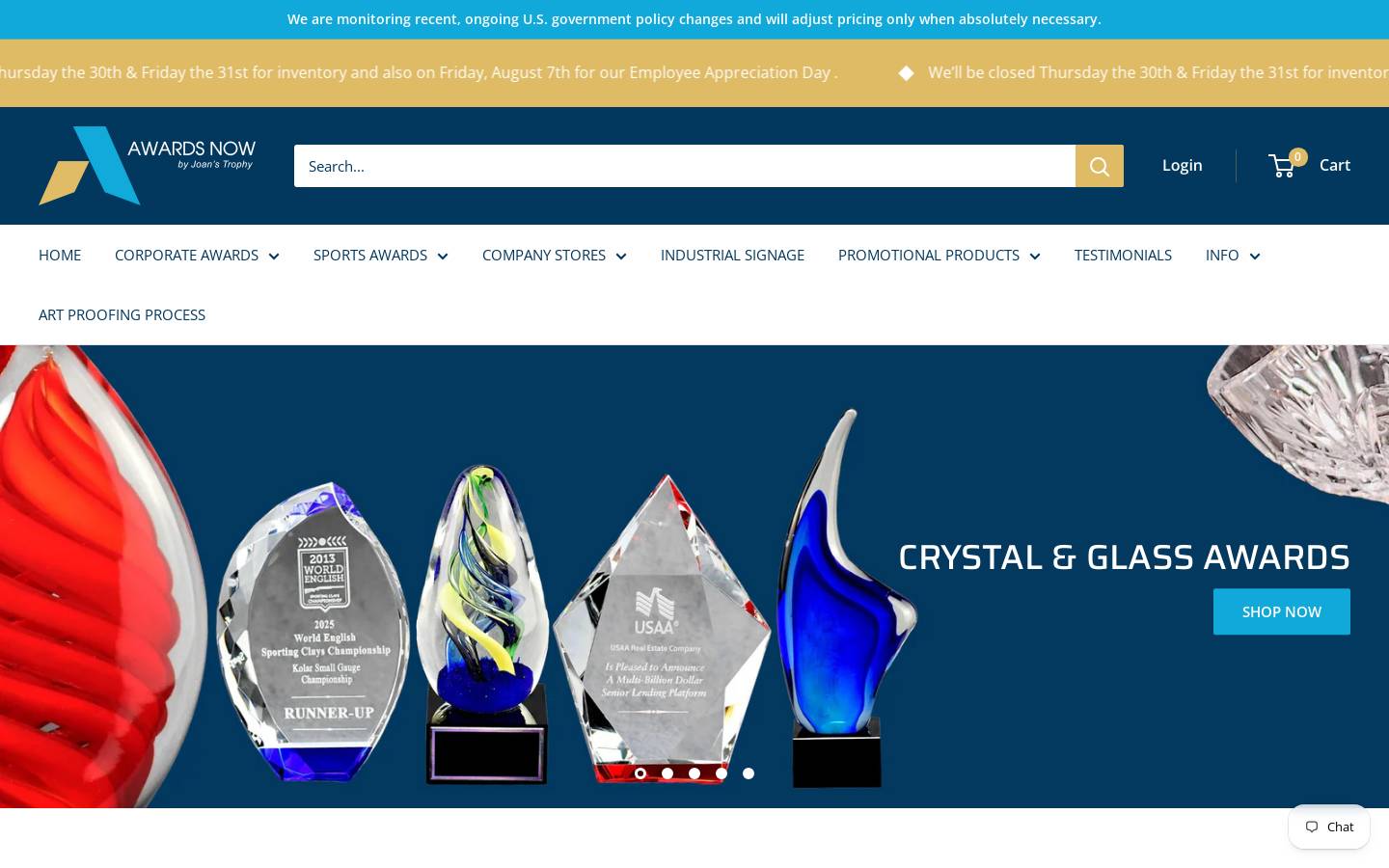 Joan's Trophy & Plaque homepage screenshot