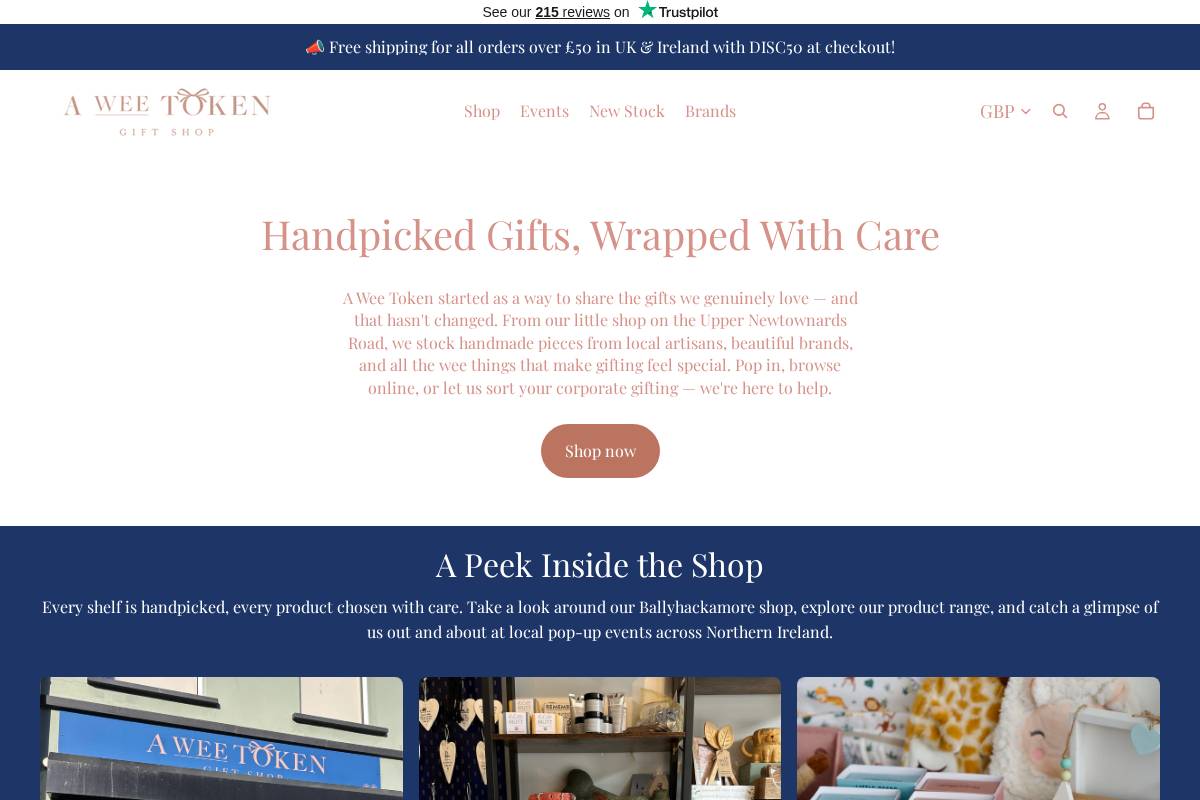 A Wee Token homepage screenshot