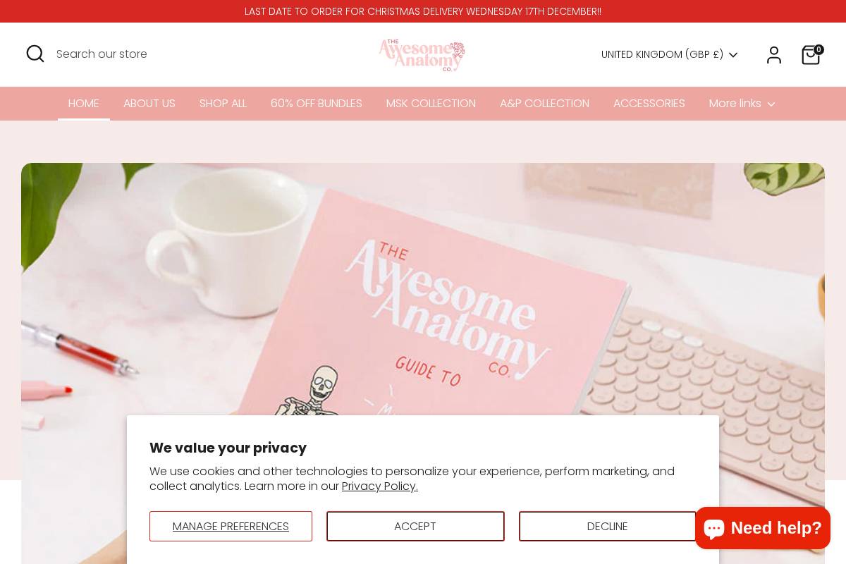 The Awesome Anatomy Company homepage screenshot