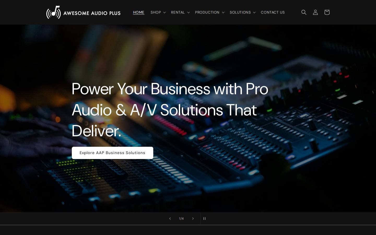 awesomeaudioplus.com homepage screenshot