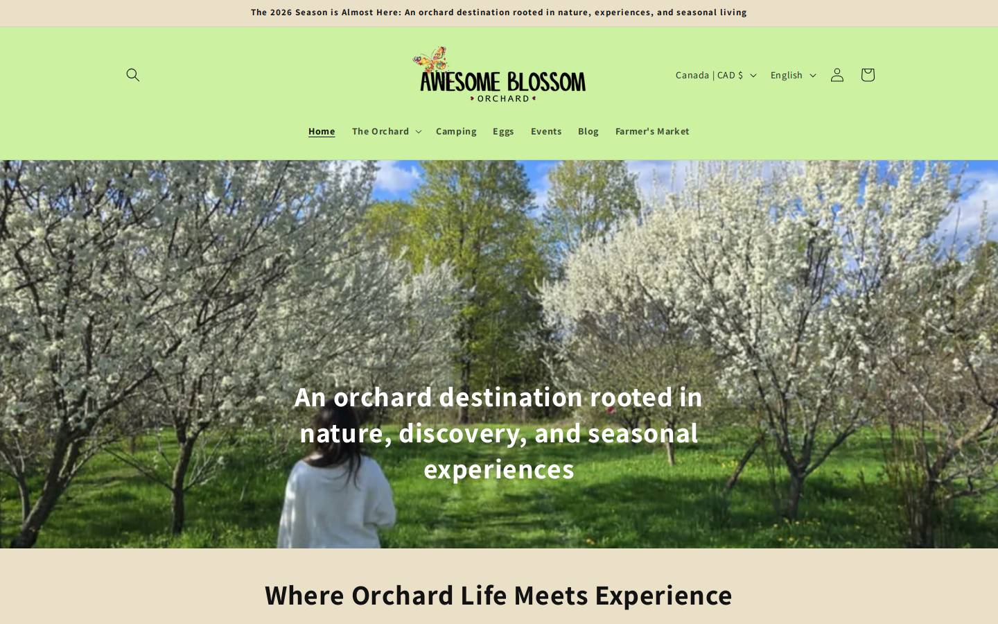 awesomeblossomorchard.com homepage screenshot
