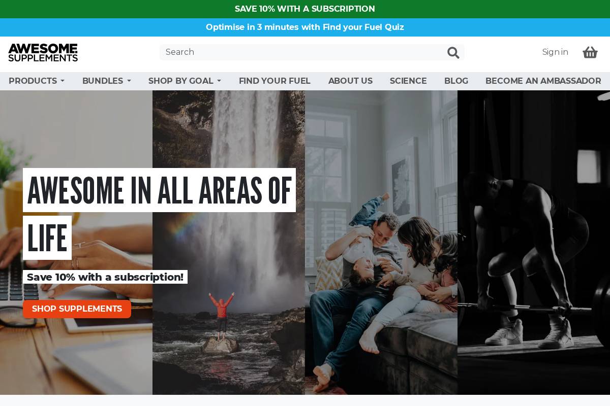 Awesome Supplements homepage screenshot