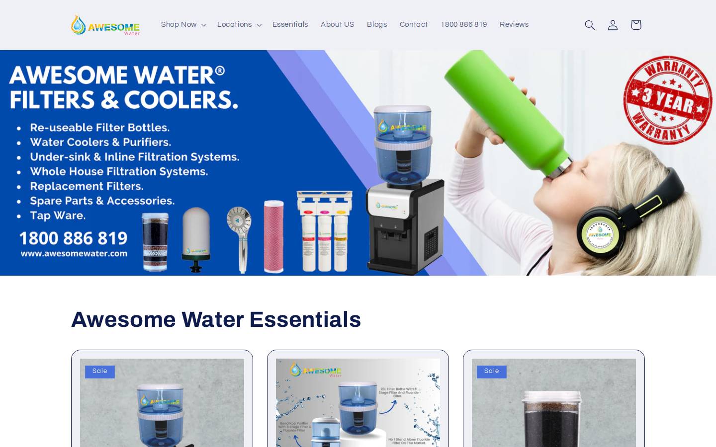 awesomewater.com homepage screenshot