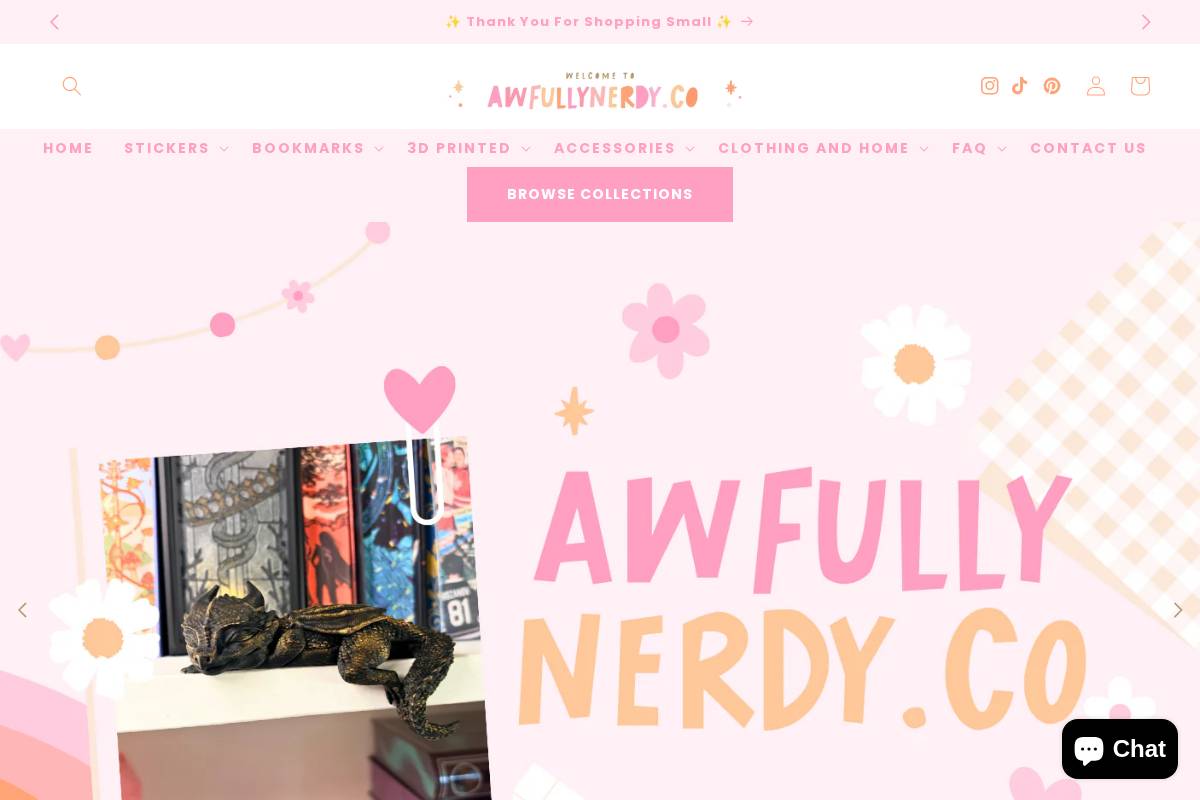 Awfullynerdyco homepage screenshot