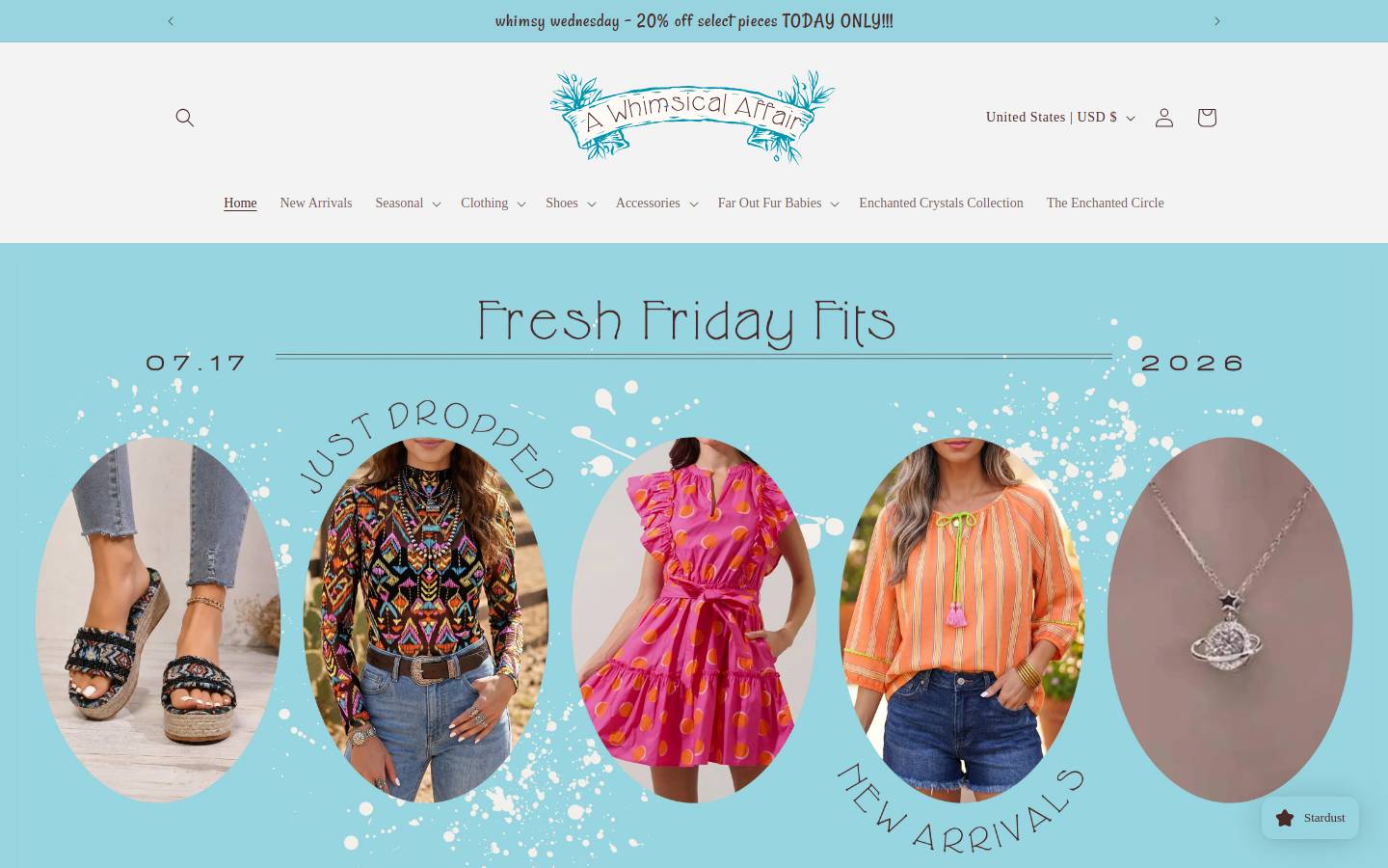 awhimsicalaffair.com homepage screenshot