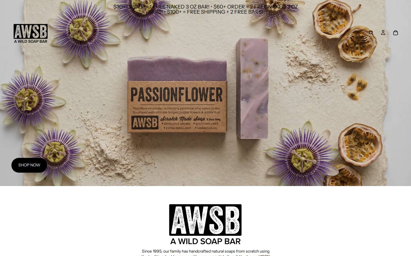 A Wild Soap Bar homepage screenshot