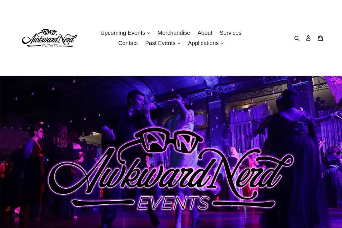 awkwardnerdevents.com homepage screenshot