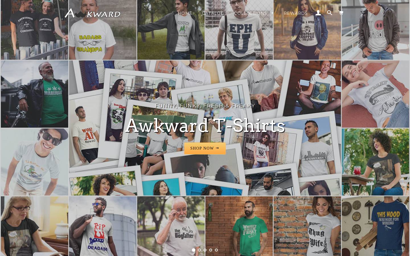 awkwardtshirts.com homepage screenshot