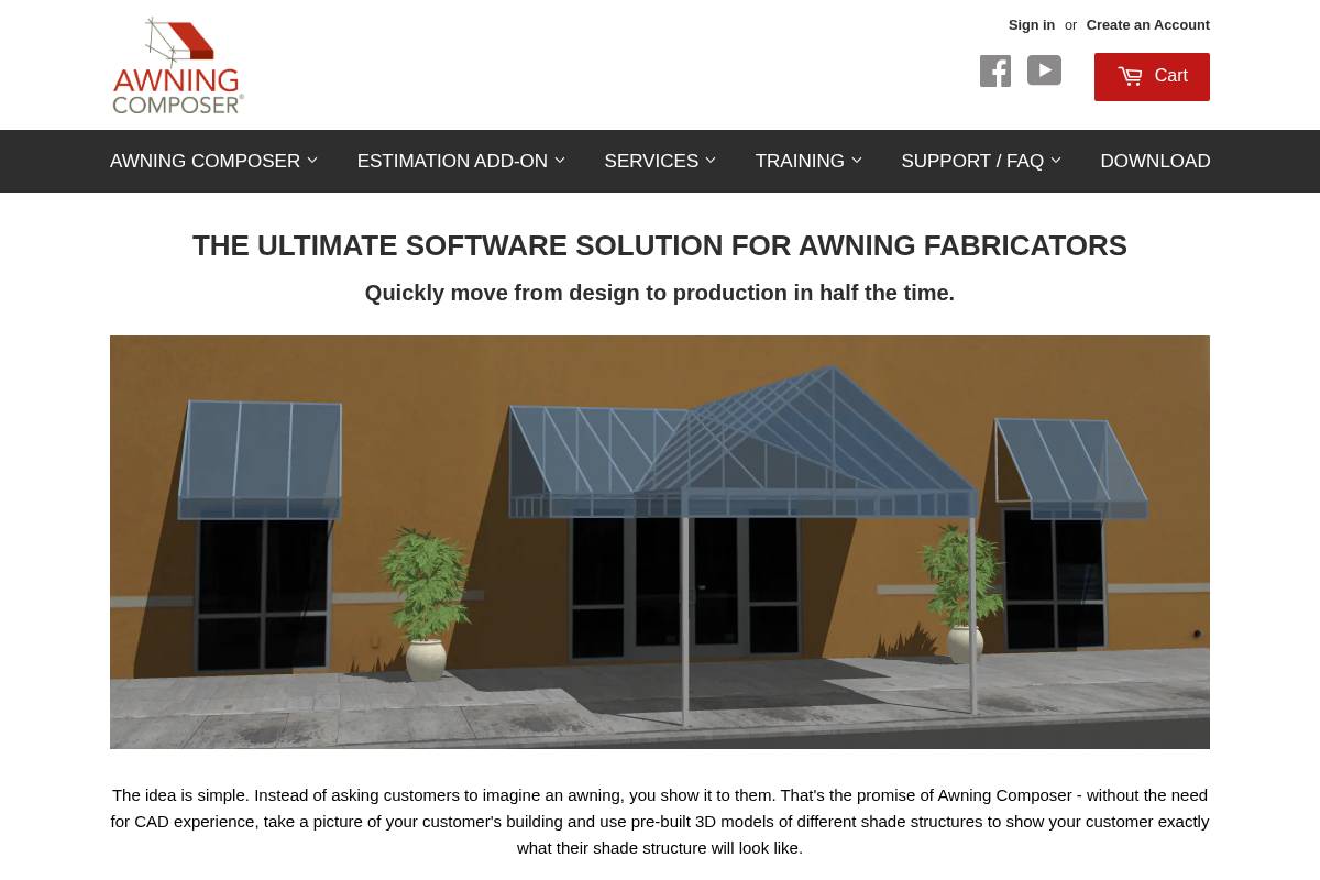 awningcomposer.com homepage screenshot