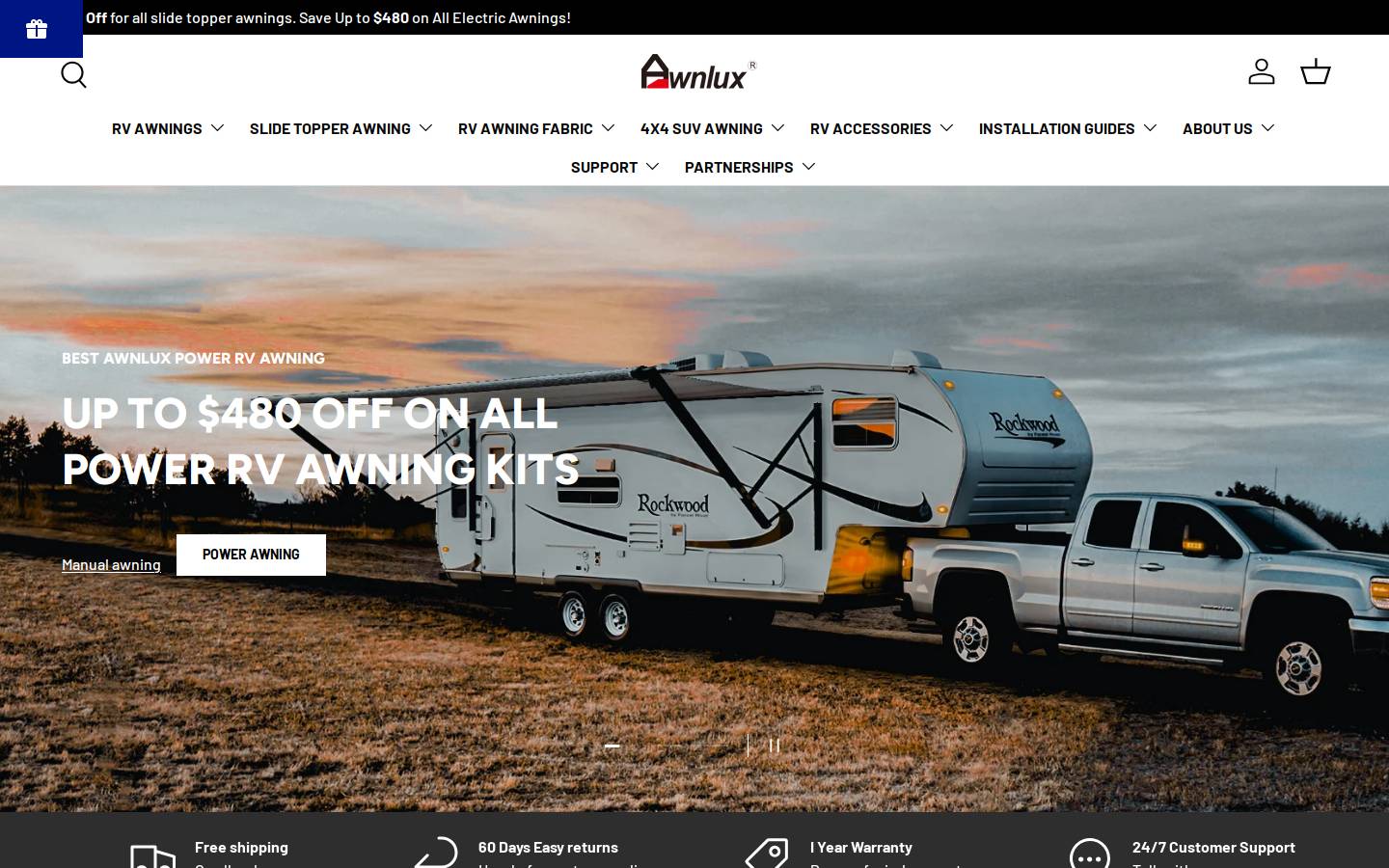 awnluxpro.com homepage screenshot