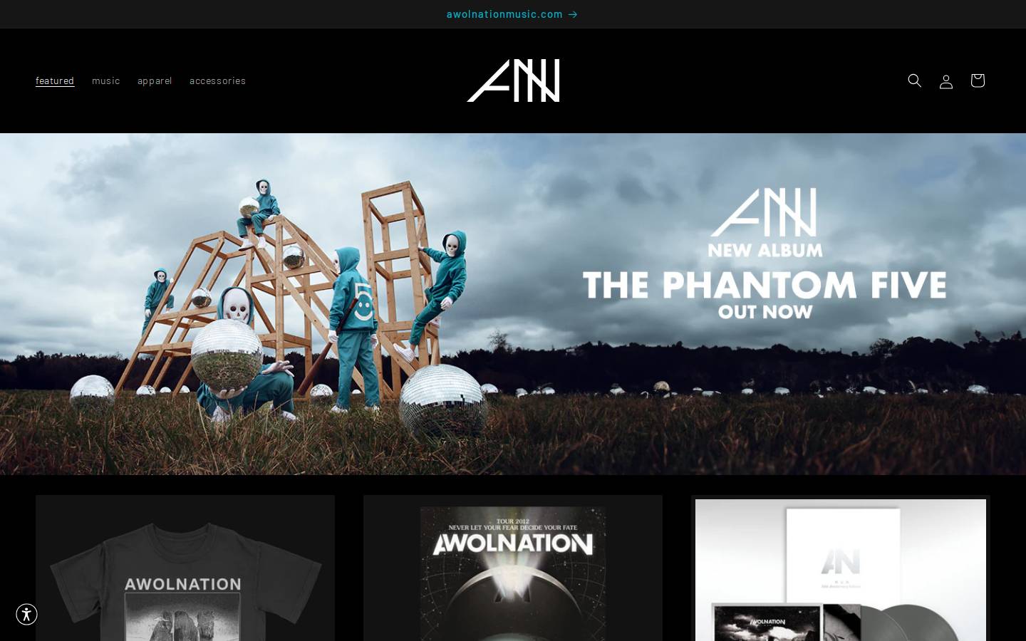 awolnation.store homepage screenshot