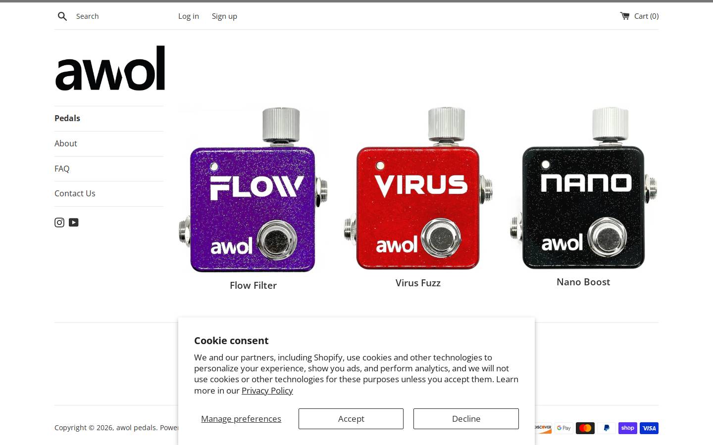 awolpedals.com homepage screenshot