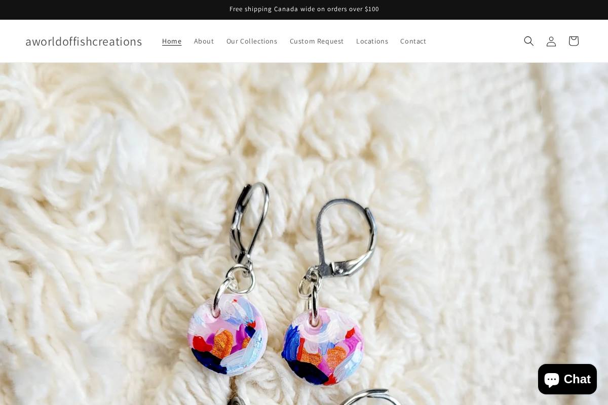 aworldoffishcreations.com homepage screenshot