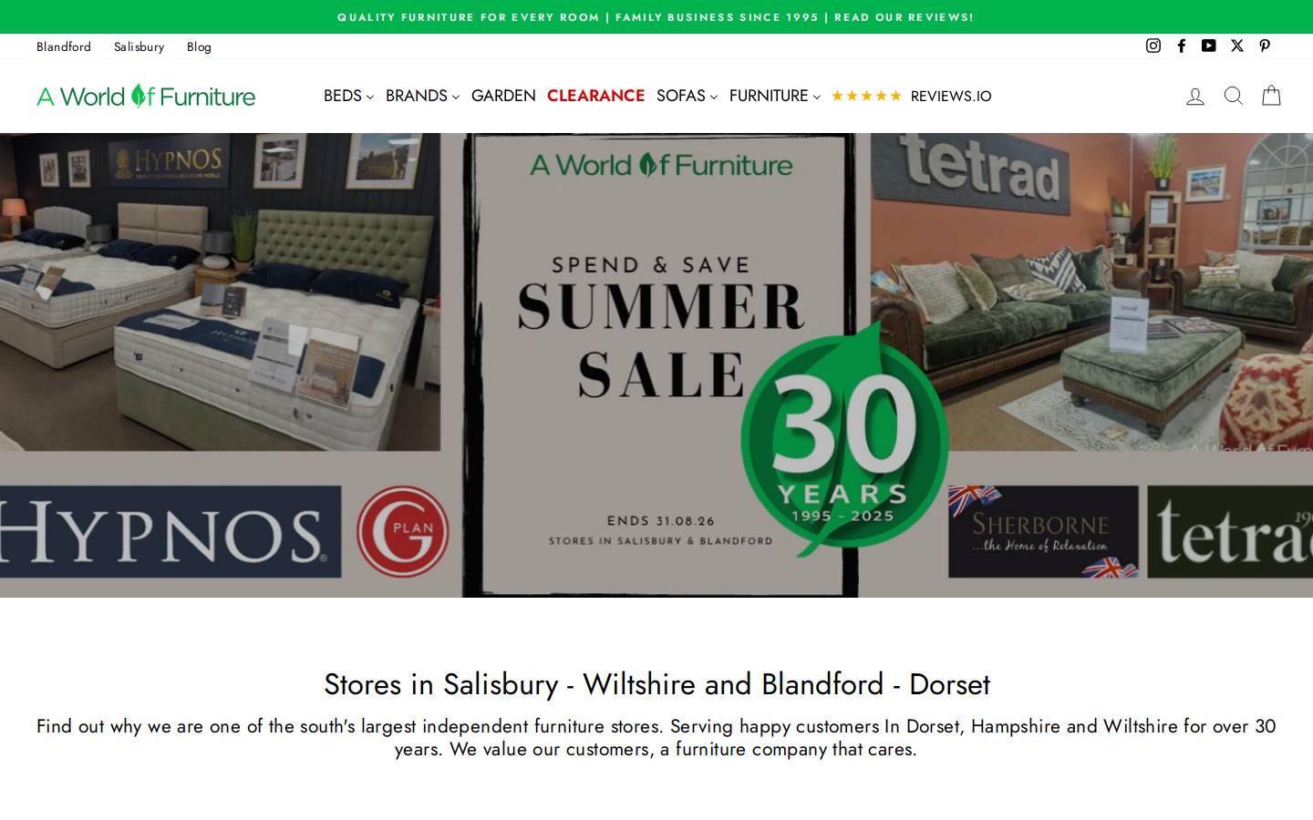 A World of Furniture homepage screenshot
