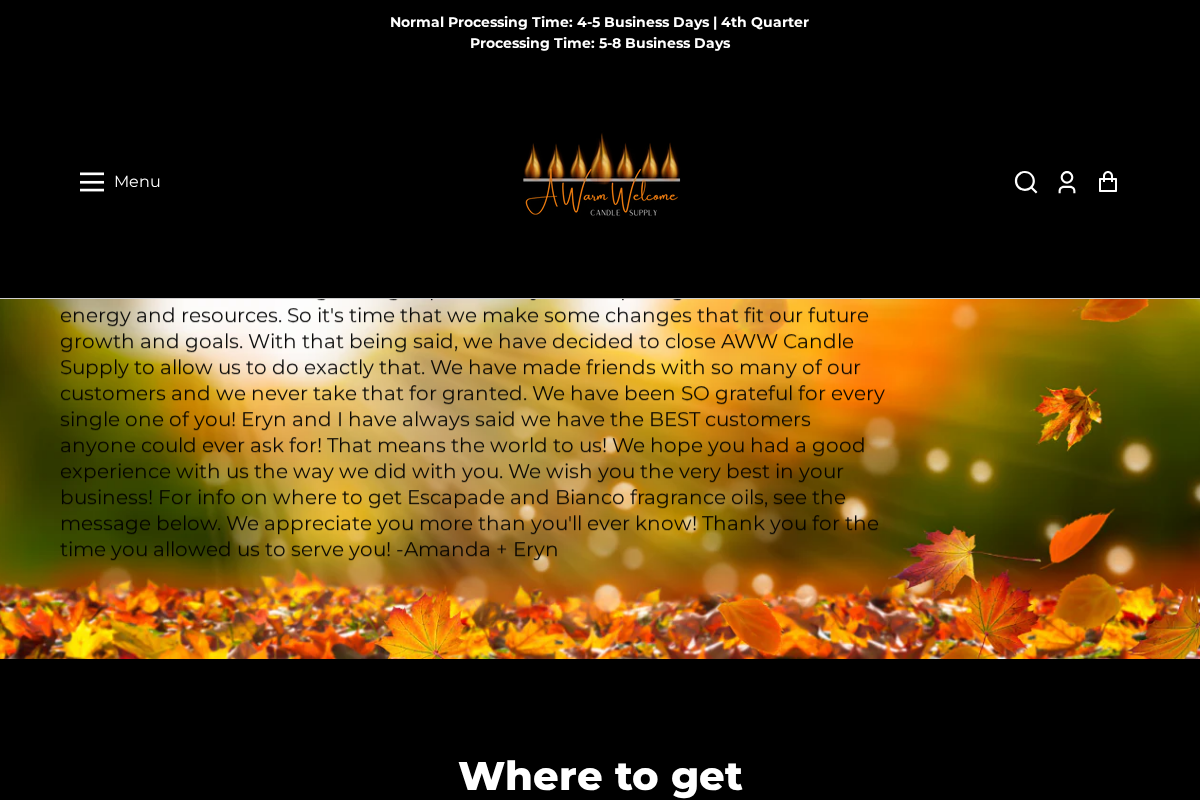 A Warm Welcome Candle Supply homepage screenshot