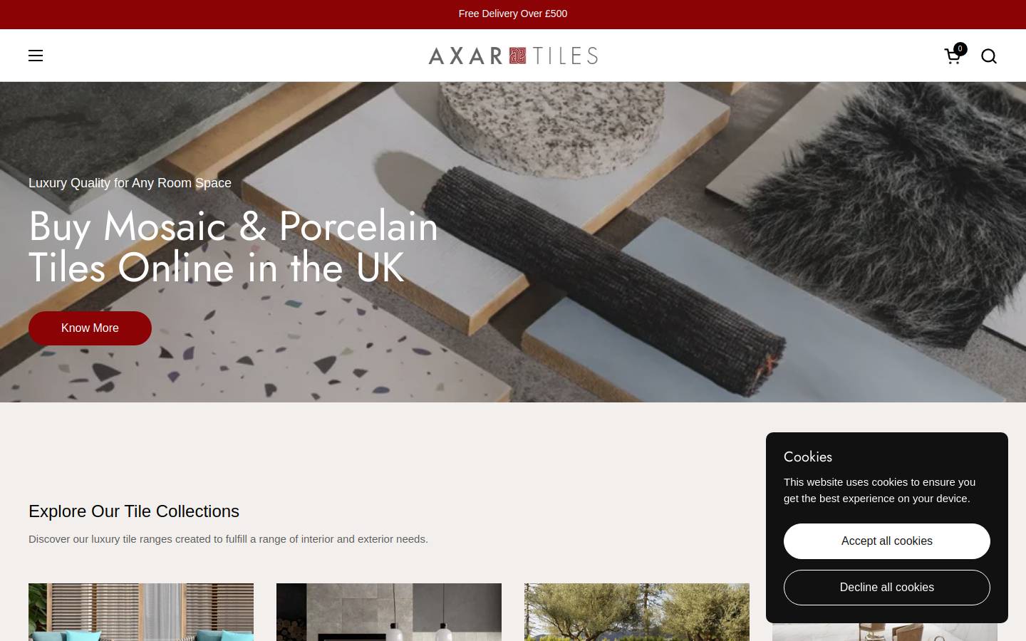 Axartiles homepage screenshot