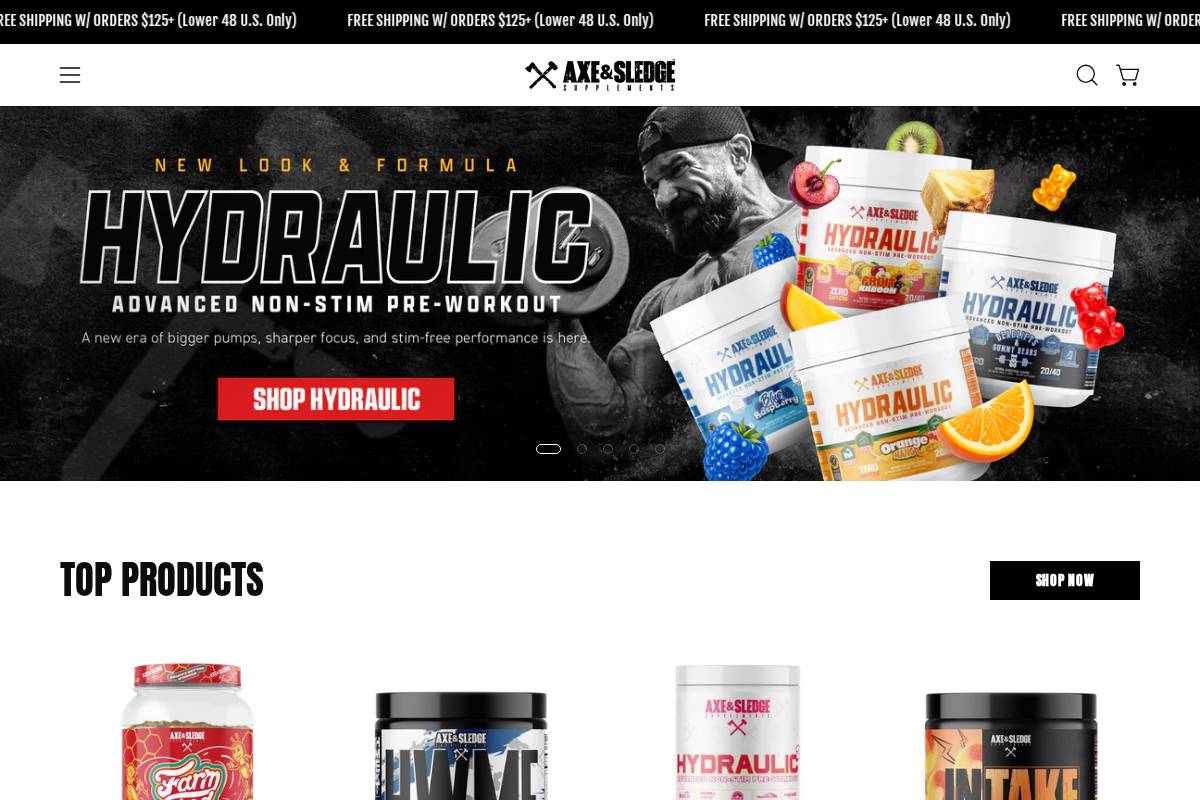 Axeandsledge homepage screenshot