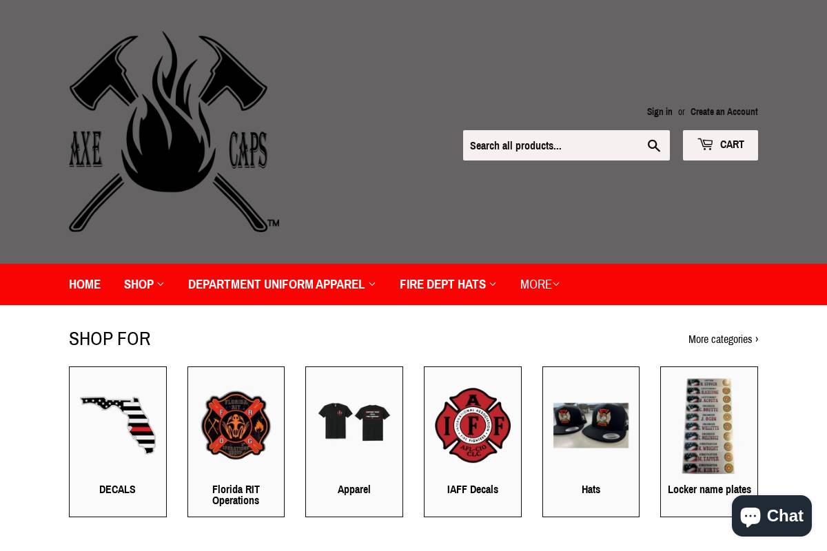 axecaps.com homepage screenshot