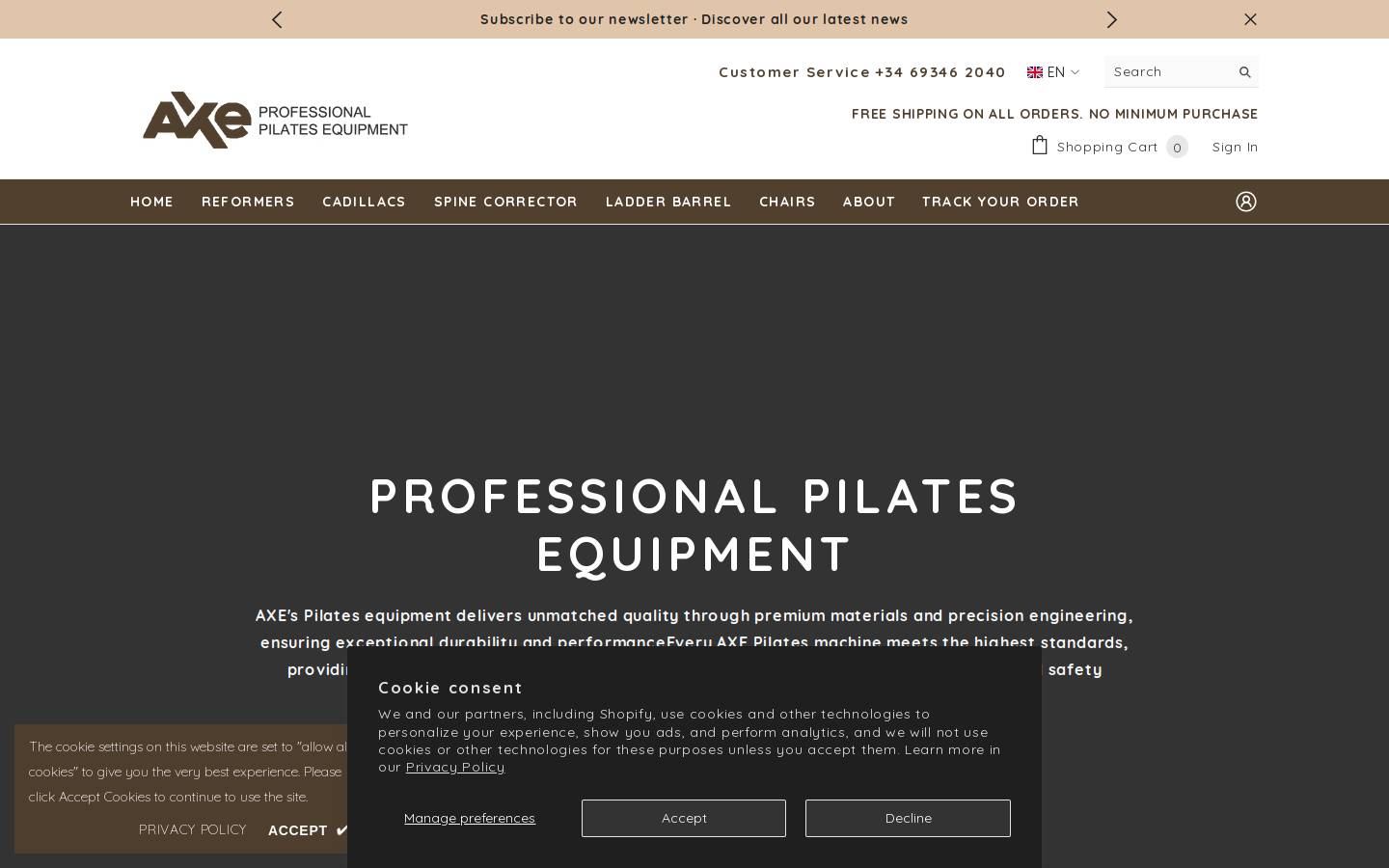 axepilates.com homepage screenshot