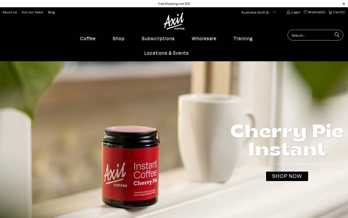 Axilcoffee homepage screenshot